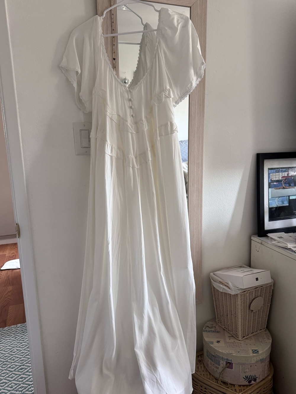 White Maxi Dress with Delicate Button Front